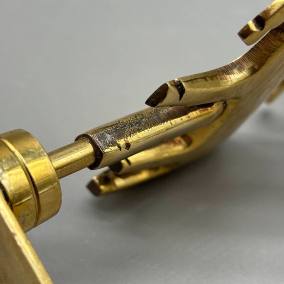 Vintage Solid Brass Reindeer Christmas Stocking Holder Long Arm Mantel Hook MCM - Picture 7 of 10